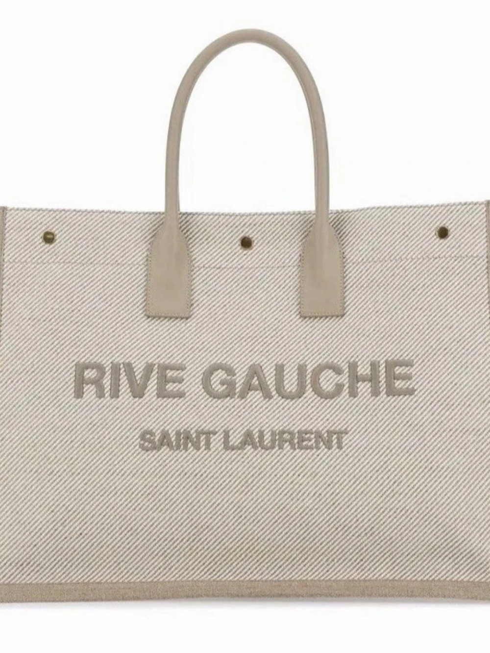 Saint Laurent Rive Gauche Tote Bag in Linen and Canvas Tote in Beige